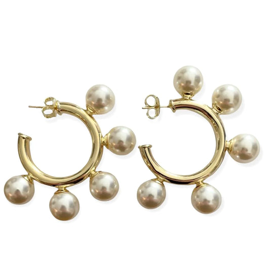 Sheila Fajl-Gio Hoops With Pearls