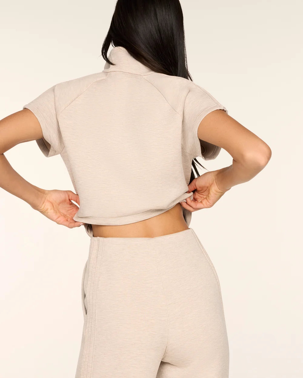 SPANX/ The Pintuck Half Zip Jumpsuit/ Bone Heather