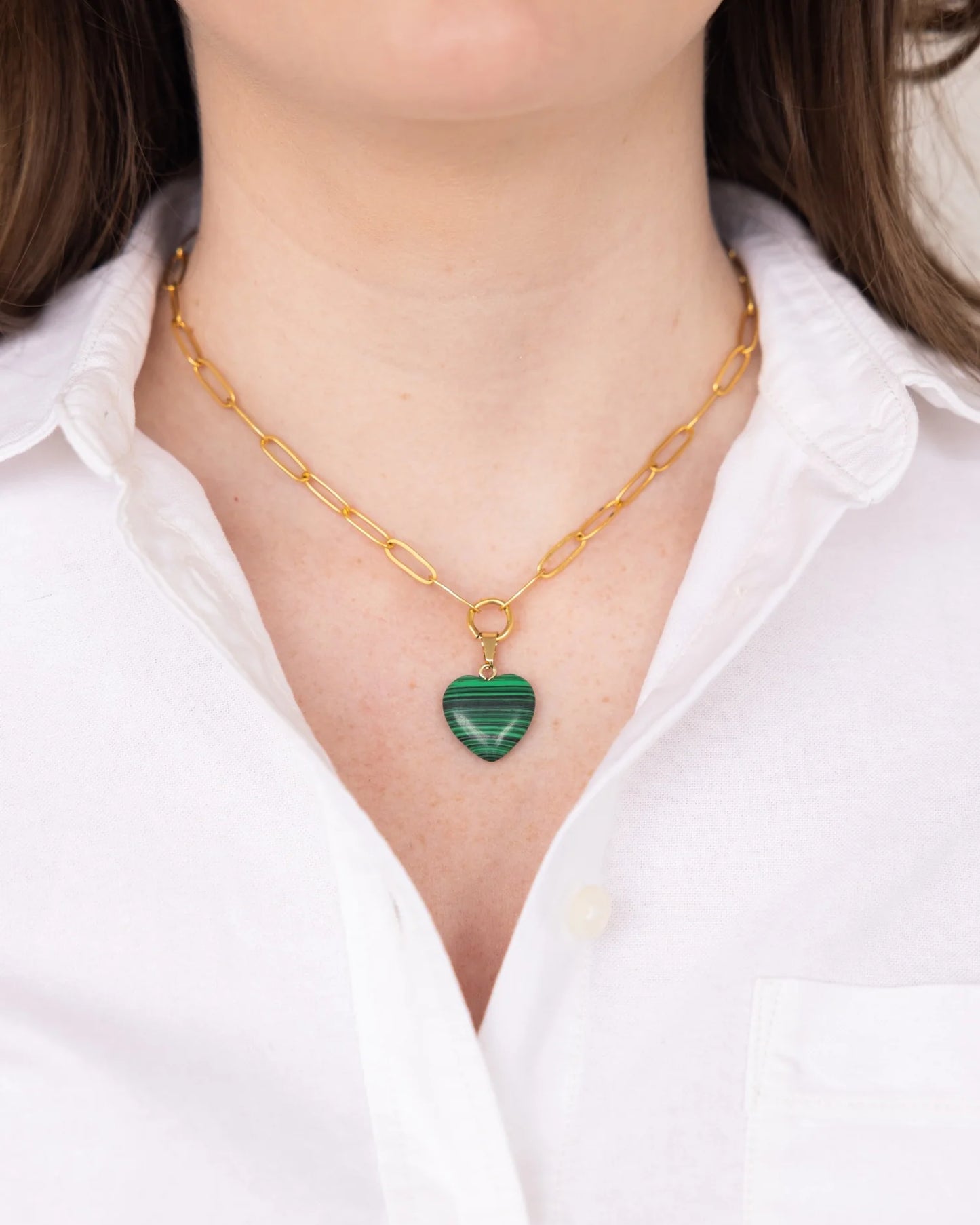 Susan Shaw/ Audrey Heart Necklace/ Malachite