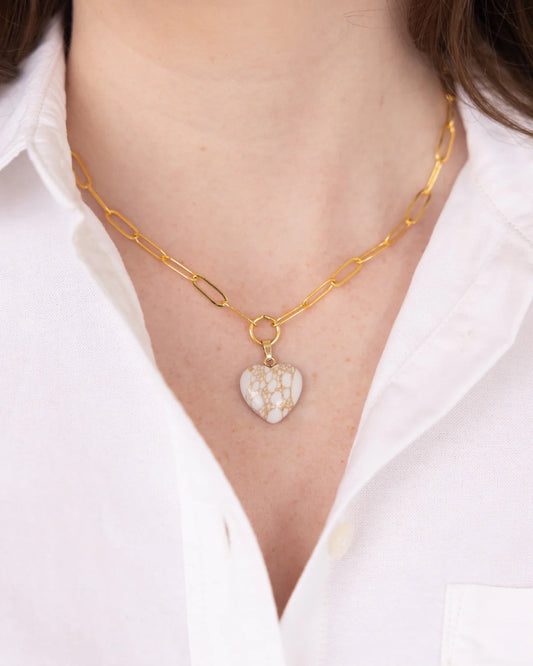Susan Shaw/ Audrey Heart Necklace/ White Turquoise