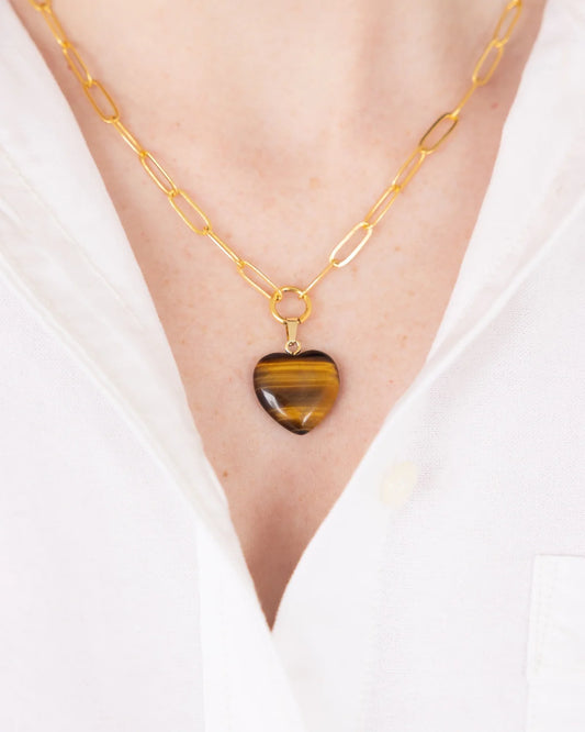 Susan Shaw/ Audrey Heart Necklace/ Tiger's Eye