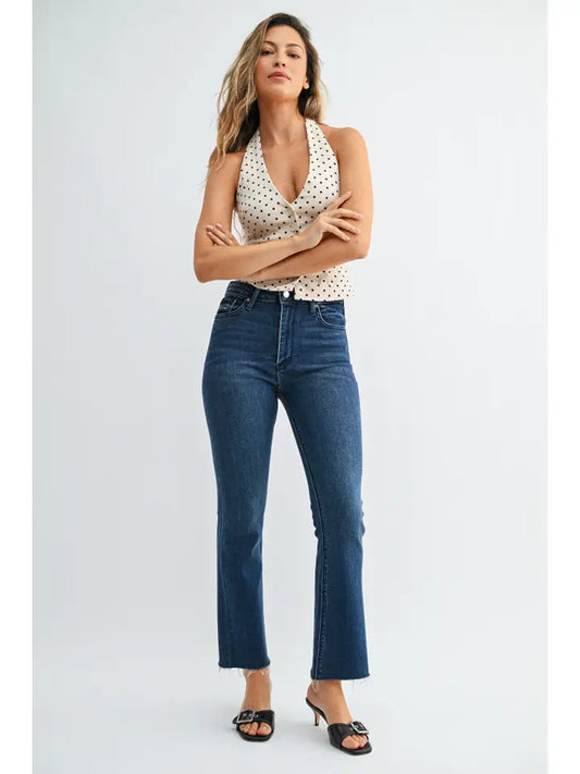 Just Black/ HR Tonal Crop Flare/ Dark Denim