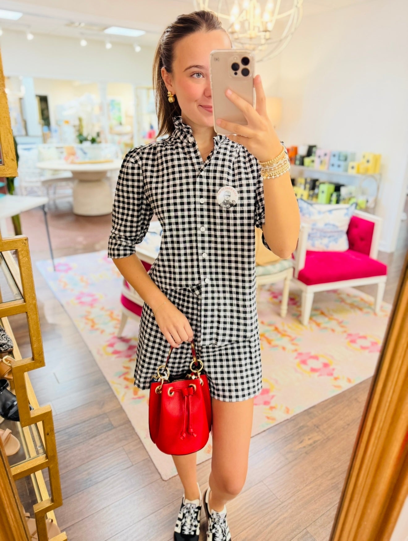 The Jodie Ruffle Shirt/ Black Gingham
