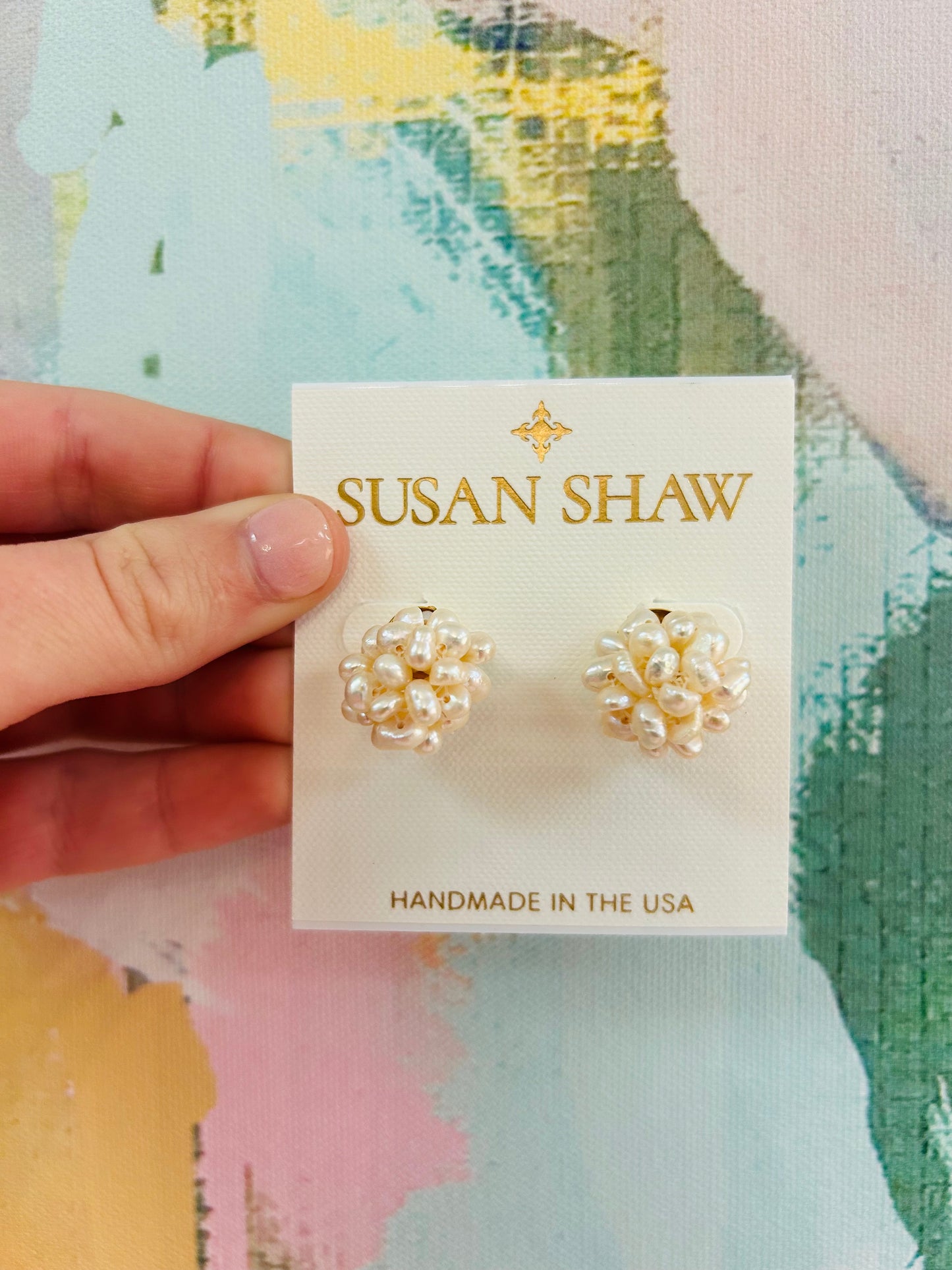 Genuine Freshwater Pearl Cluster Earrings