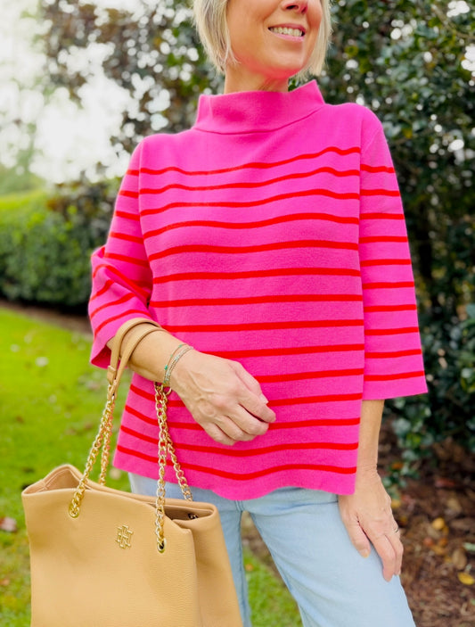 The Seyla Striped Mock Sweater