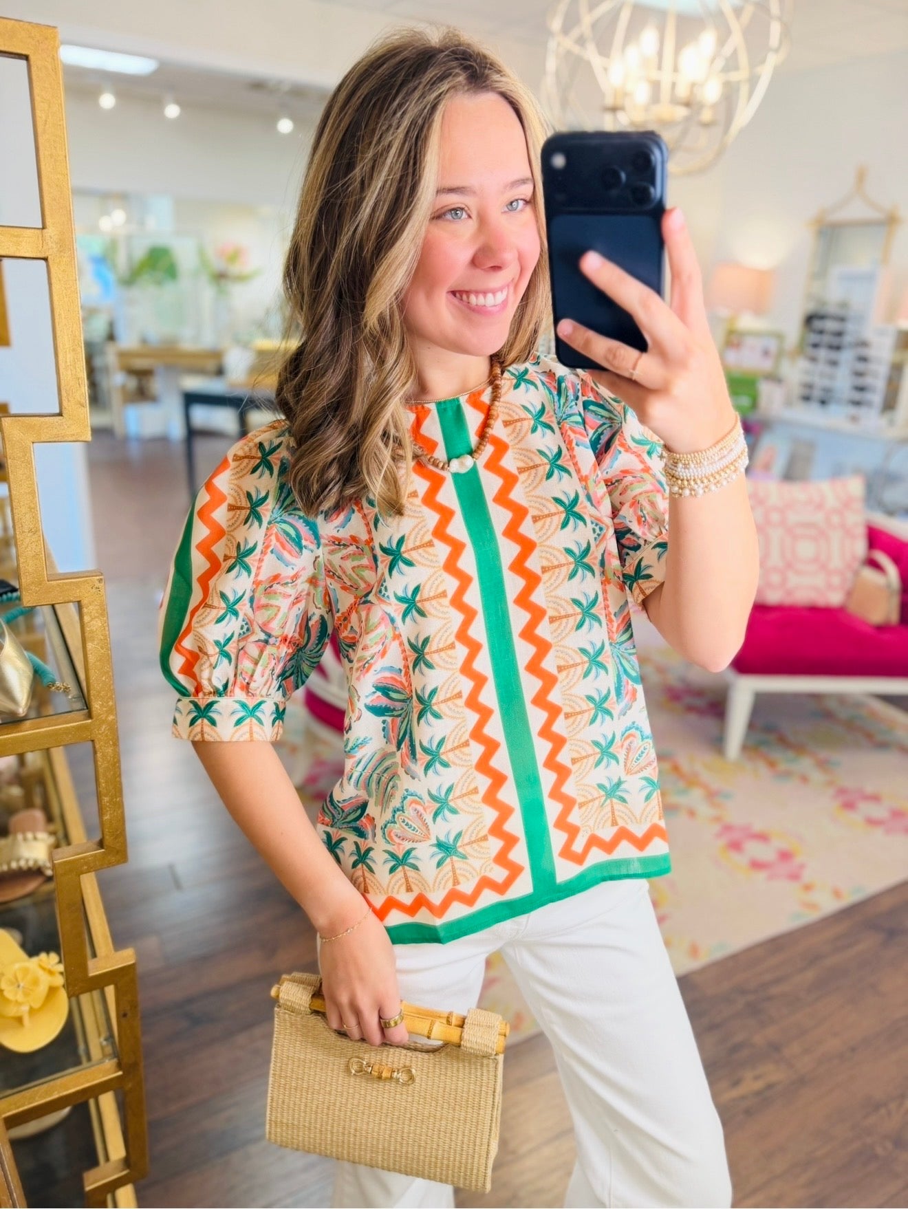 Jade/ The Palm Fiesta Top