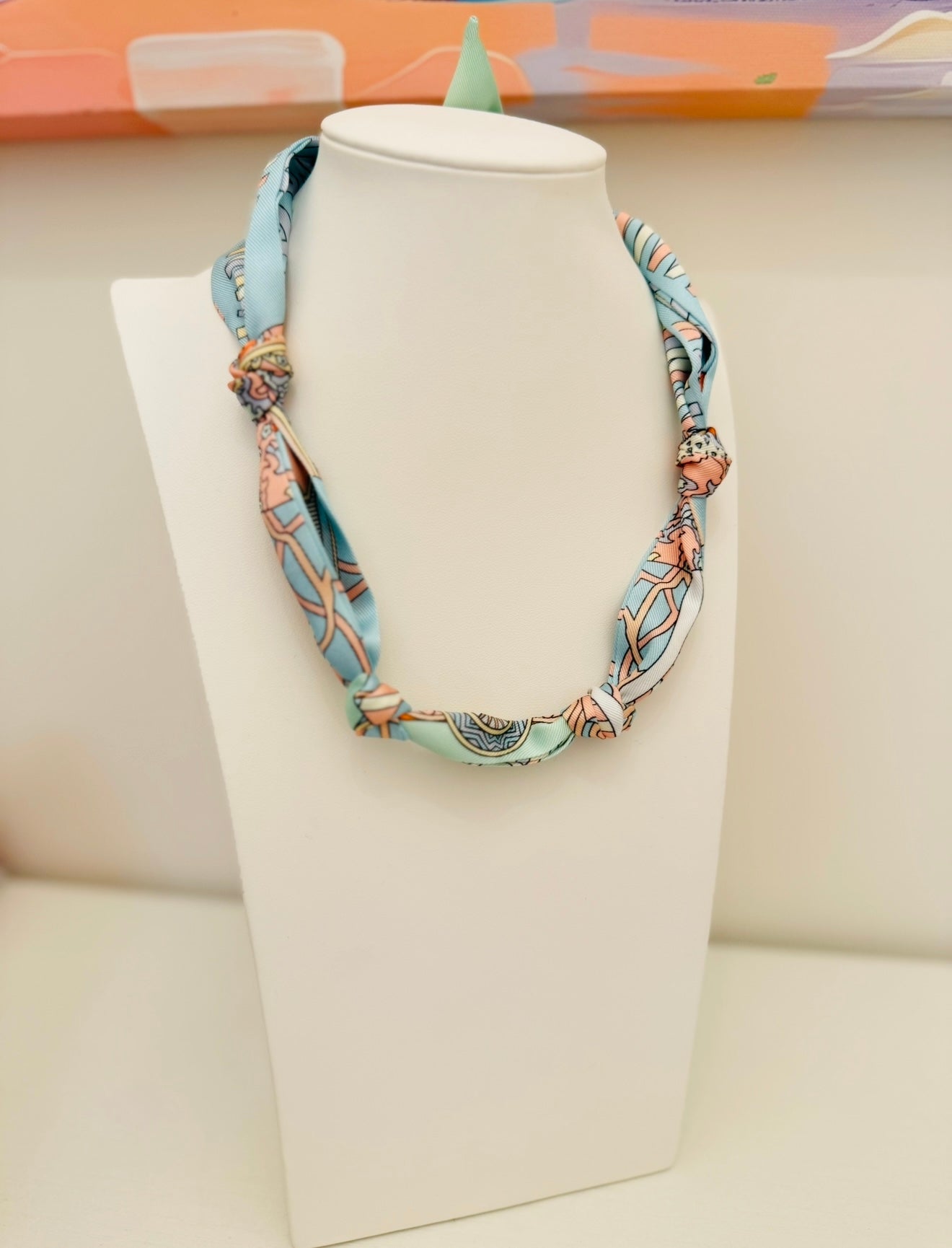 The Knotted Pastel Blue and Green Scarf