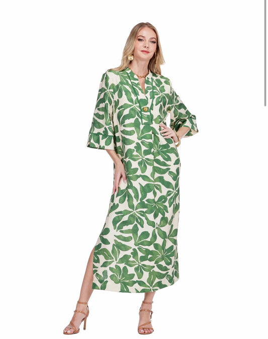 Jade/ The Button Pleated Midi/ Ivory Fern