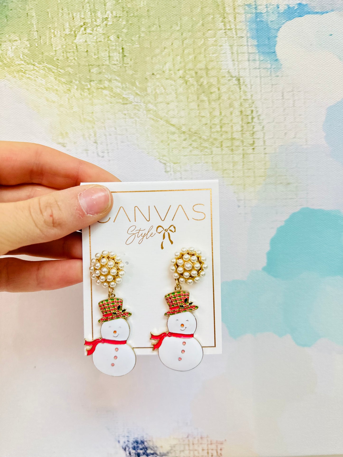 Snowman Enamel Earrings/FINAL SALE