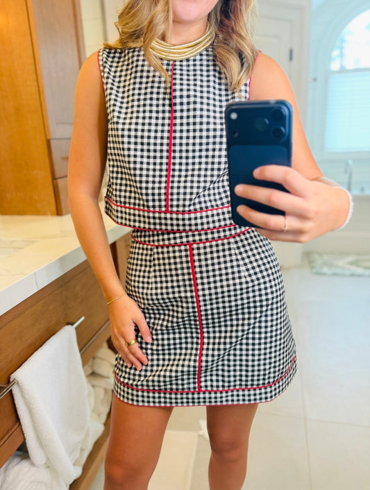 The Emmy Set/ TOP ONLY/ Black Gingham + Red