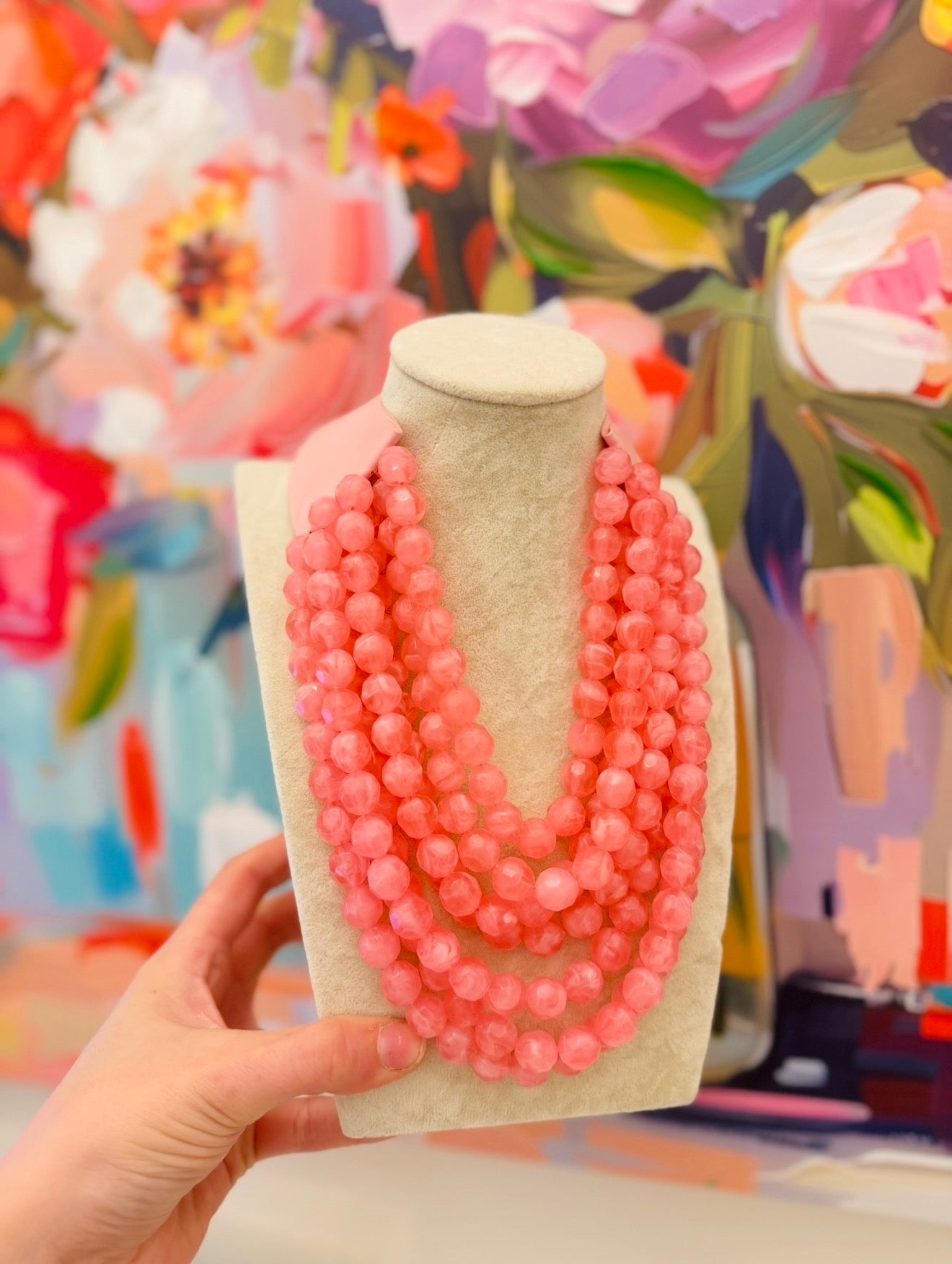 The Arnie Agate Beaded Necklace/ Pink