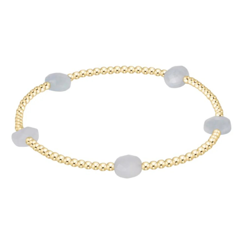 ENewton/ Admire Small Gem 2MM Gold Bracelet-Aquamarine
