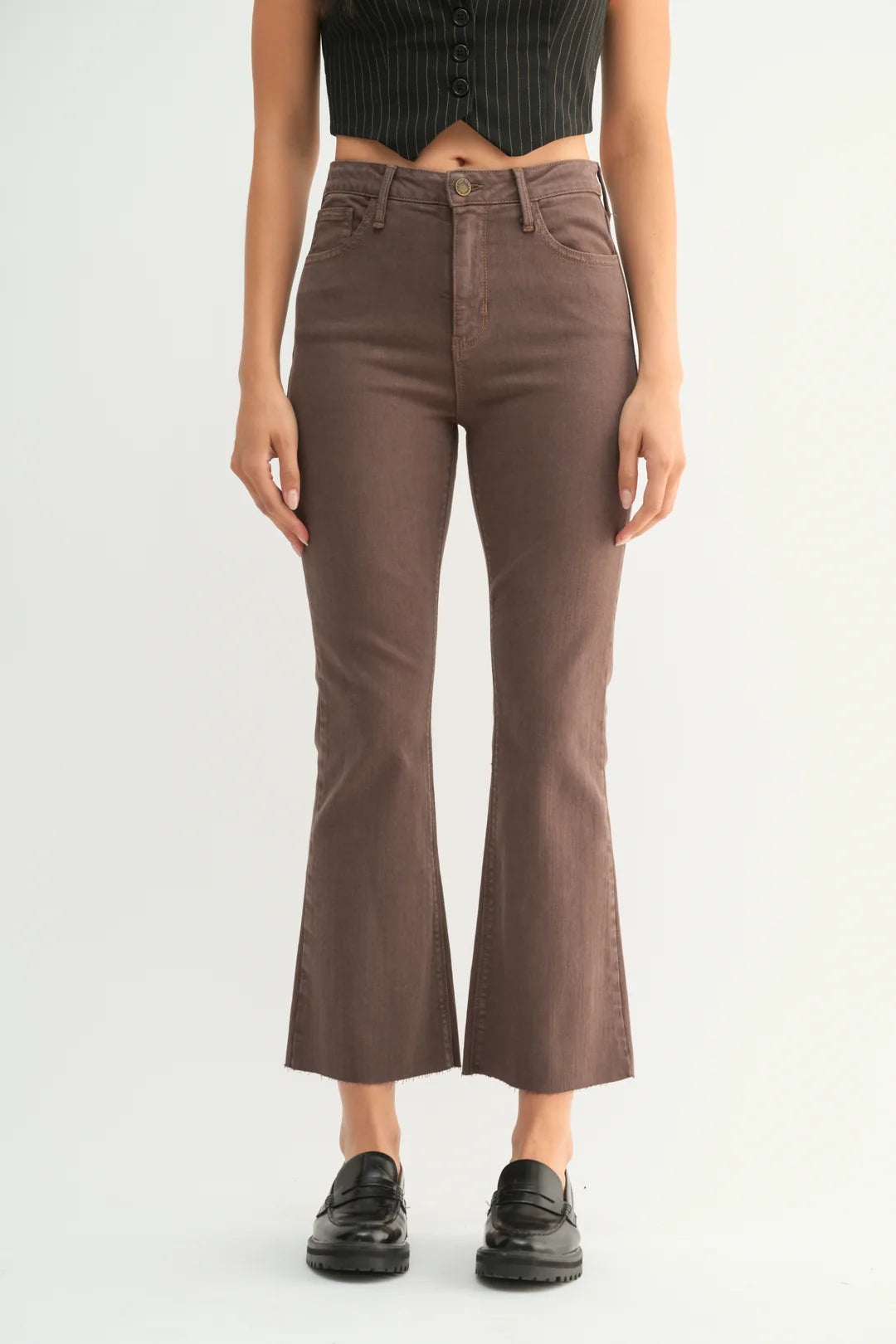 Just Black/ HR Tonal Crop Flare/ Vintage Brown