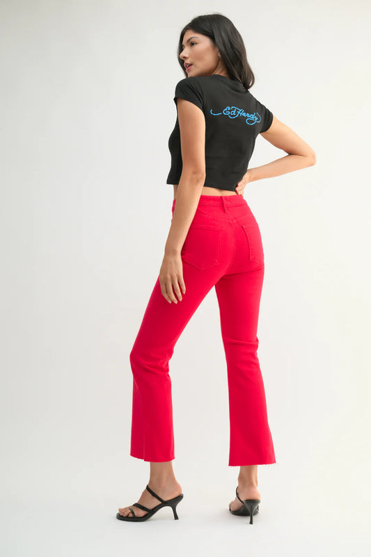 Just Black/ HR Tonal Crop Flare/ Vintage Red