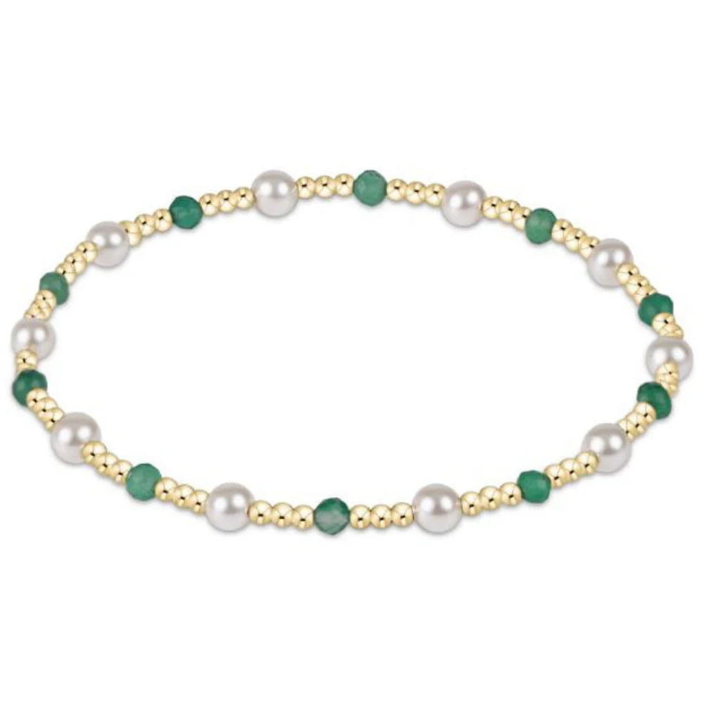 ENewton/ Pearl Sincerity Pattern 4MM Bead Bracelet-Green Onyx