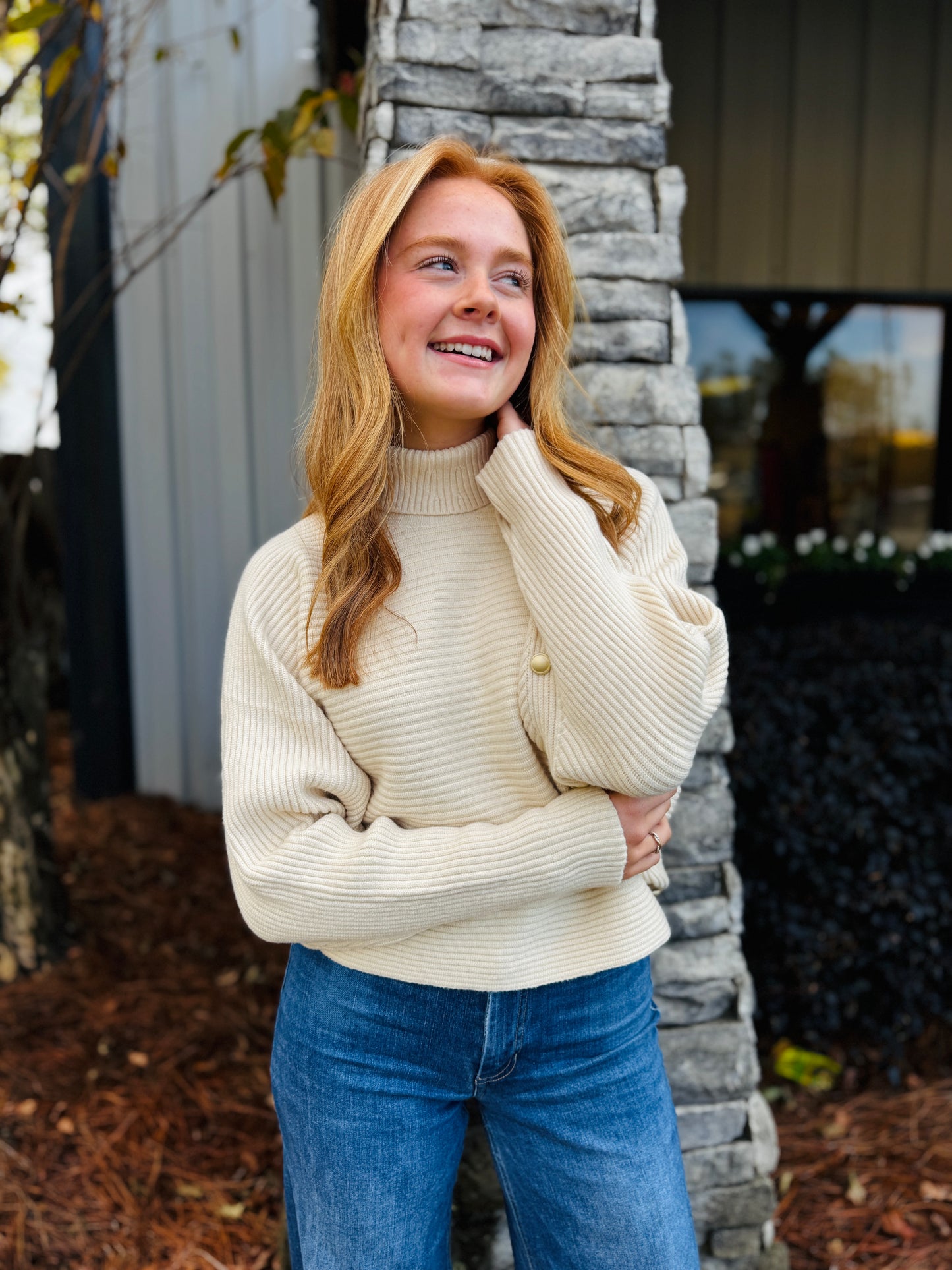 The Bevvie Button Sweater