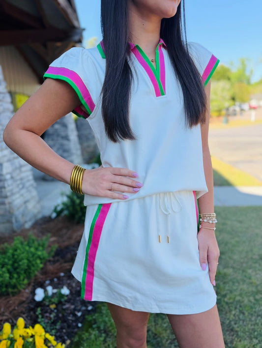 MS/ The Carissa Set/ Ivory + Pink