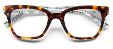 Peepers + LP/ Buzzworthy Eyeglasses/ Tortoise + Marigold Ticking Stripe Pink