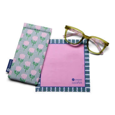 Peepers + LP/ To the Max Eyeglasses/ Green + Rosemary Stripe Pink