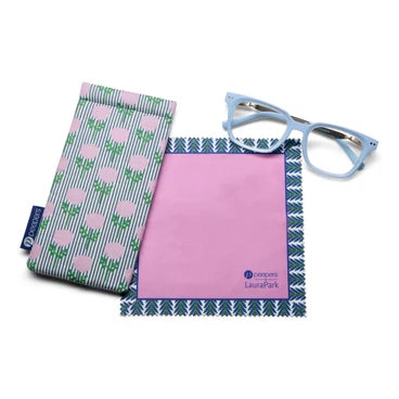 Peepers + LP/ Sidebar Eyeglasses/ Light Blue + Rosemary Stripe Lavender