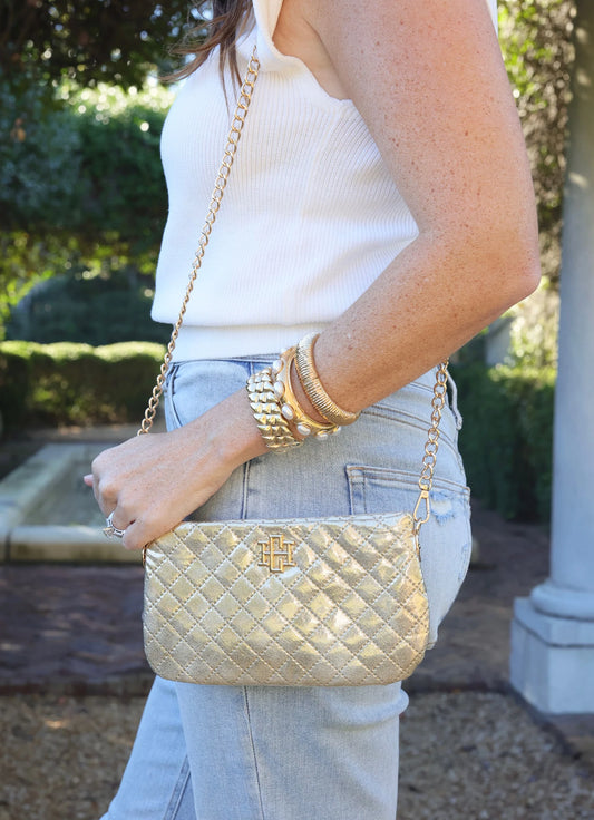 The Livi Quilted Crossbody/ Champagne Pop