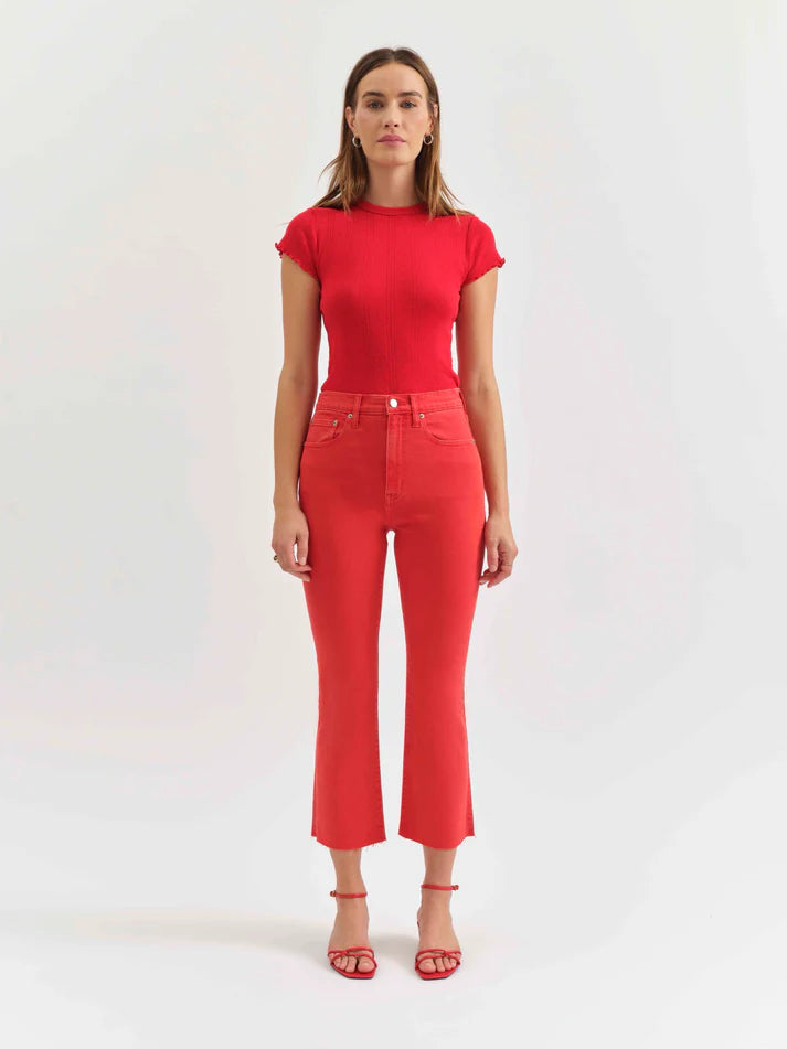 DAZE/ The Shy Girl HR Crop Flare Raw Cut/ Cherry