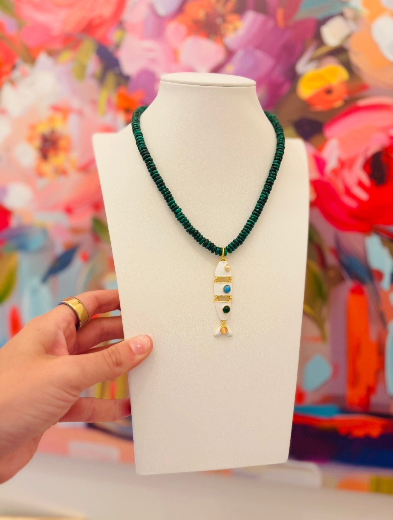 HD/ The Beaded Fish Necklace/ Jade