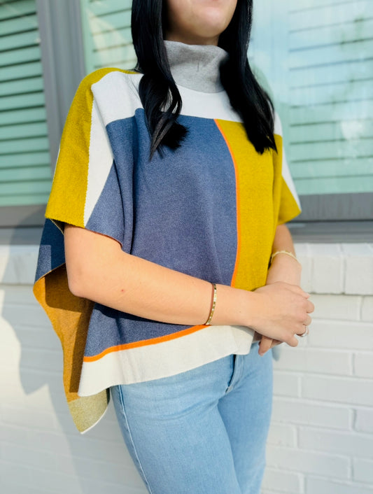 The Cecilee Colorblock Poncho