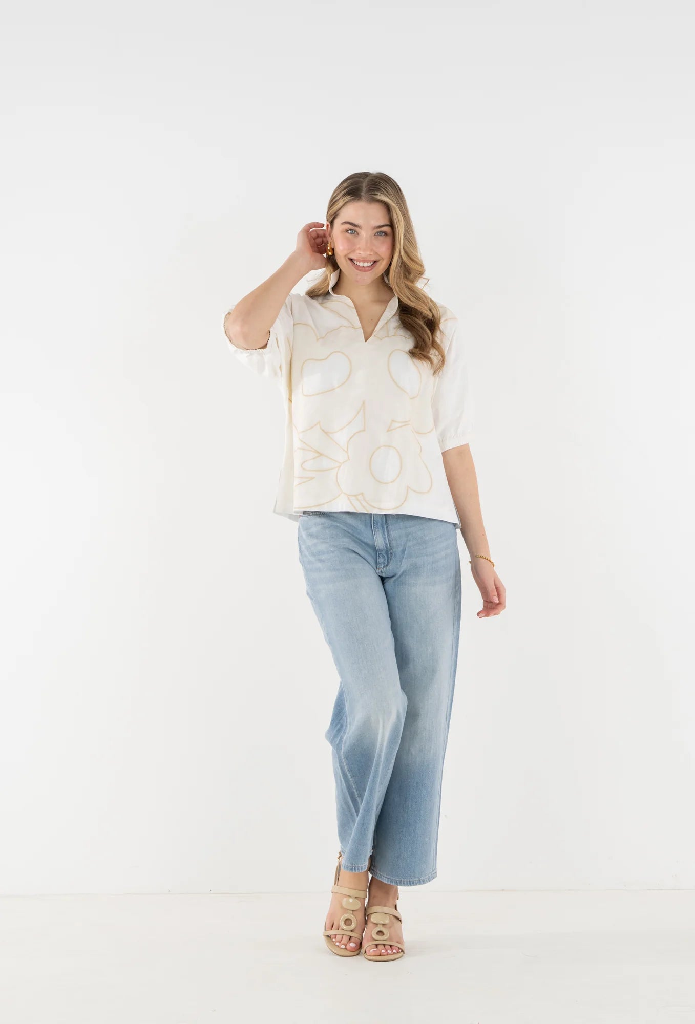 Emily McCarthy/ The Poppy Top/ Beige Bloom / FINAL SALE