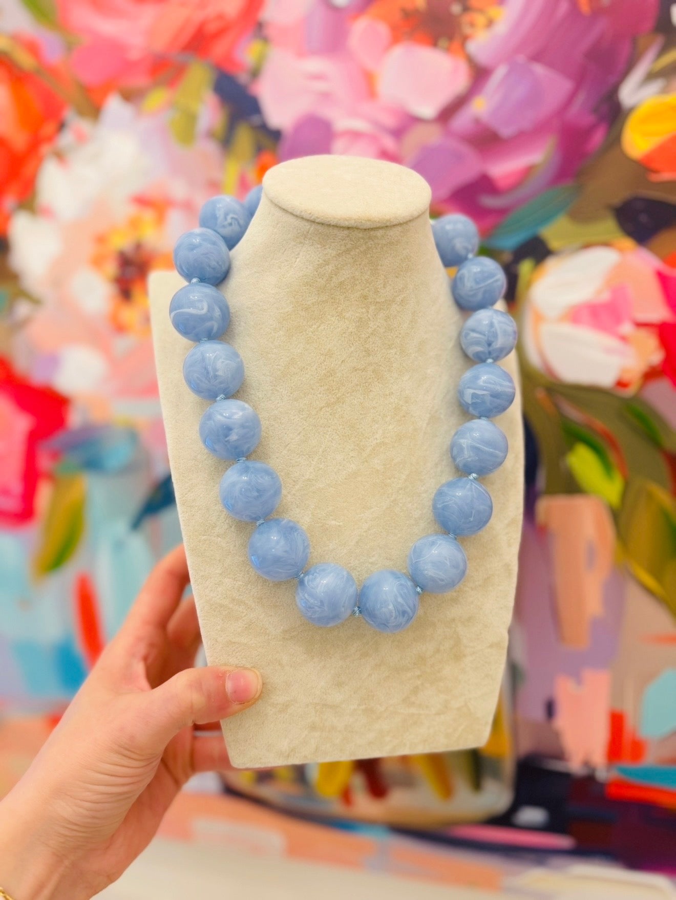 The Mosley Marble Necklace/ Light Blue