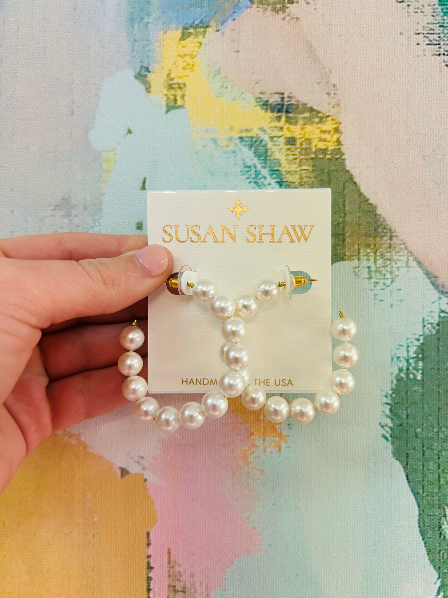 Genuine Pearl Hoop Earrings