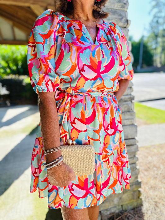 Jade/ Floral Flourish Dress/ FINAL SALE