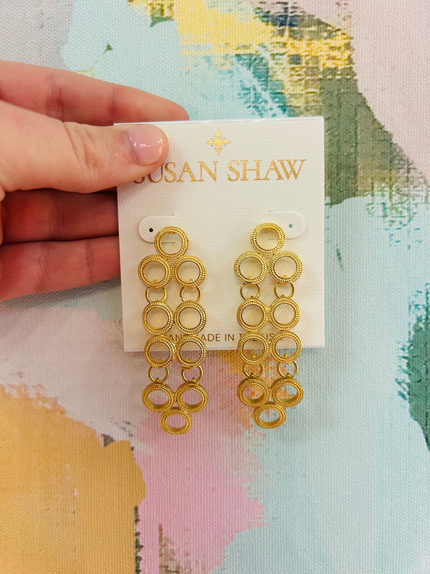 Large Gold Multi Circle Dangle Earrings