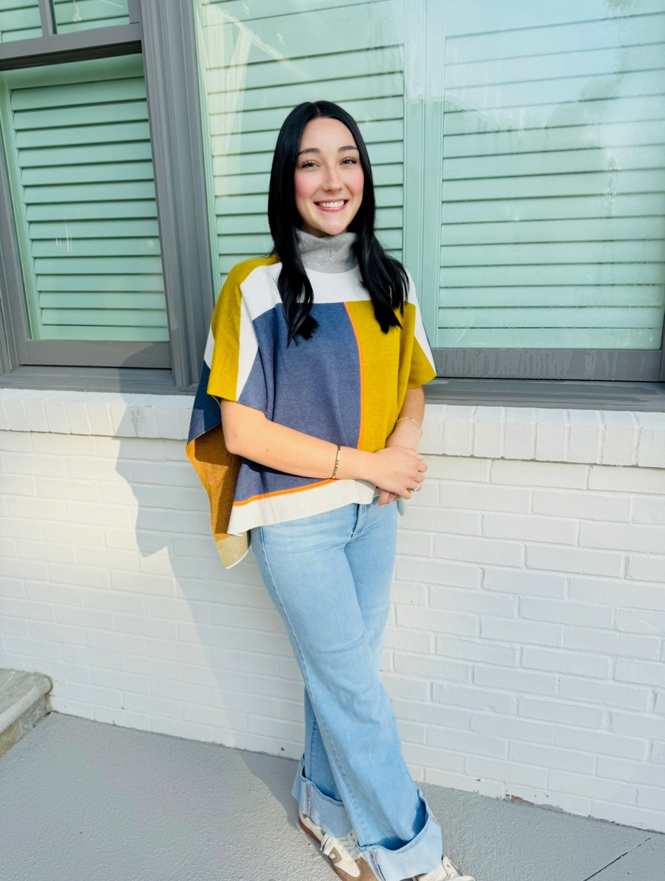 The Cecilee Colorblock Poncho