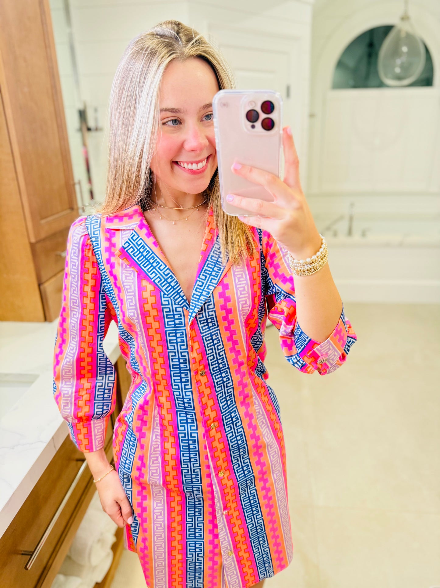 Emily McCarthy/ Felicity Dress/ Geo Stripe/ FINAL SALE