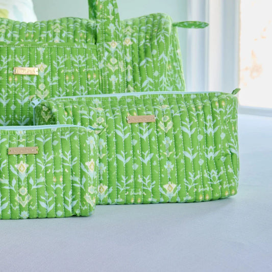 Laura Park/ Signature Large Cosmetic Bag/ Petal Garden Green