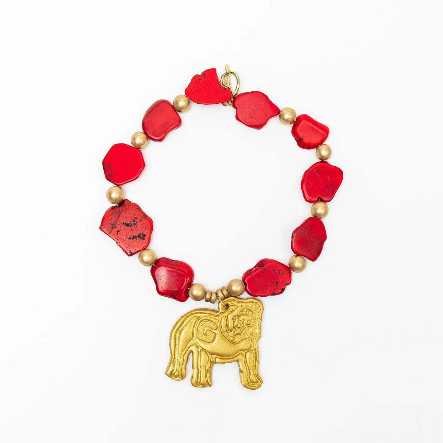Hidden Truth Jewelry/ Red Nuggets with Bulldog Necklace
