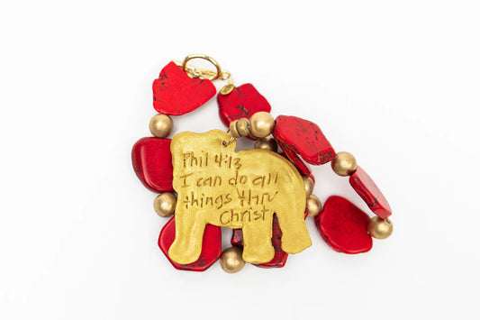Hidden Truth Jewelry/ Red Nuggets with Bulldog Necklace