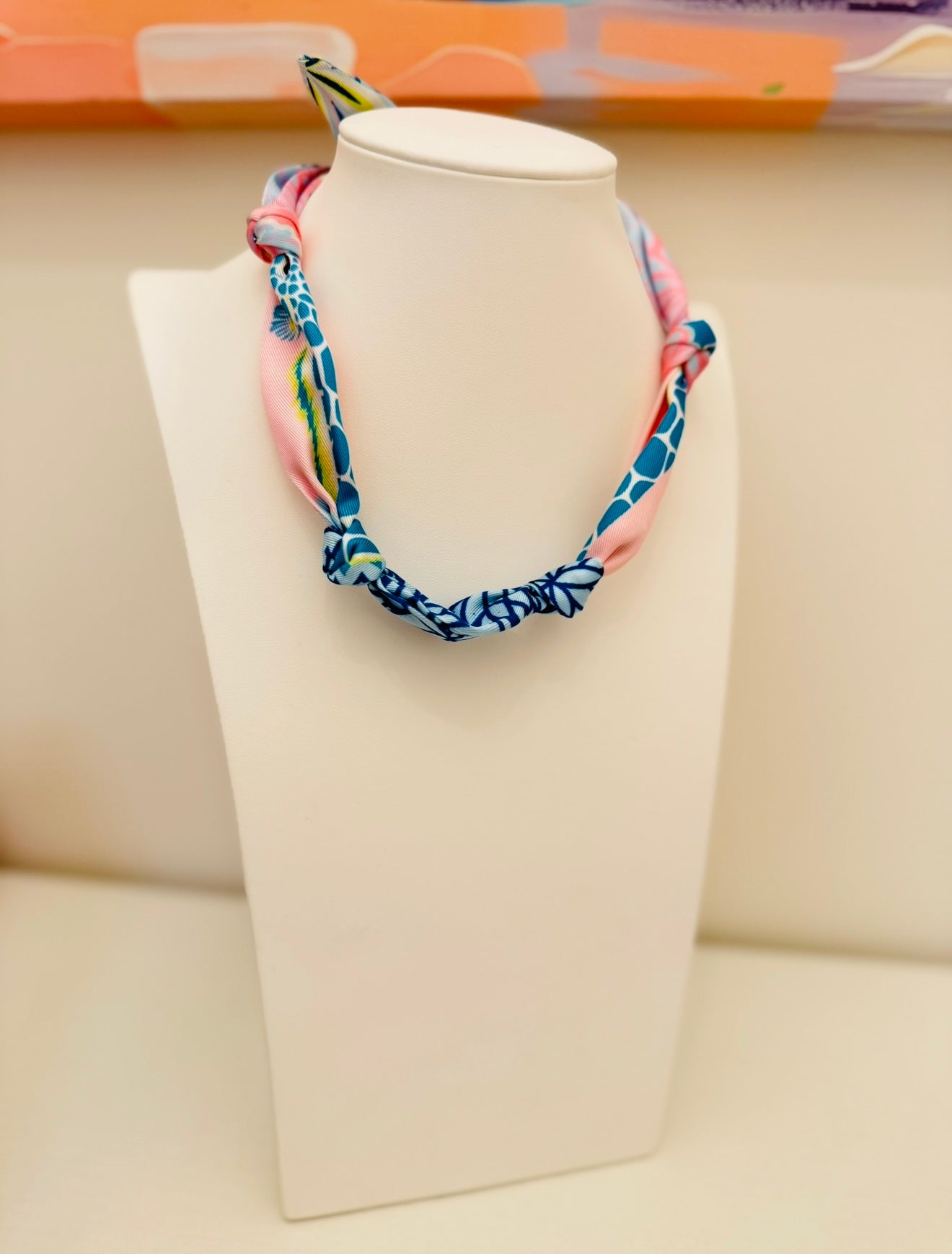 The Knotted Light Pink and Turquoise Scarf