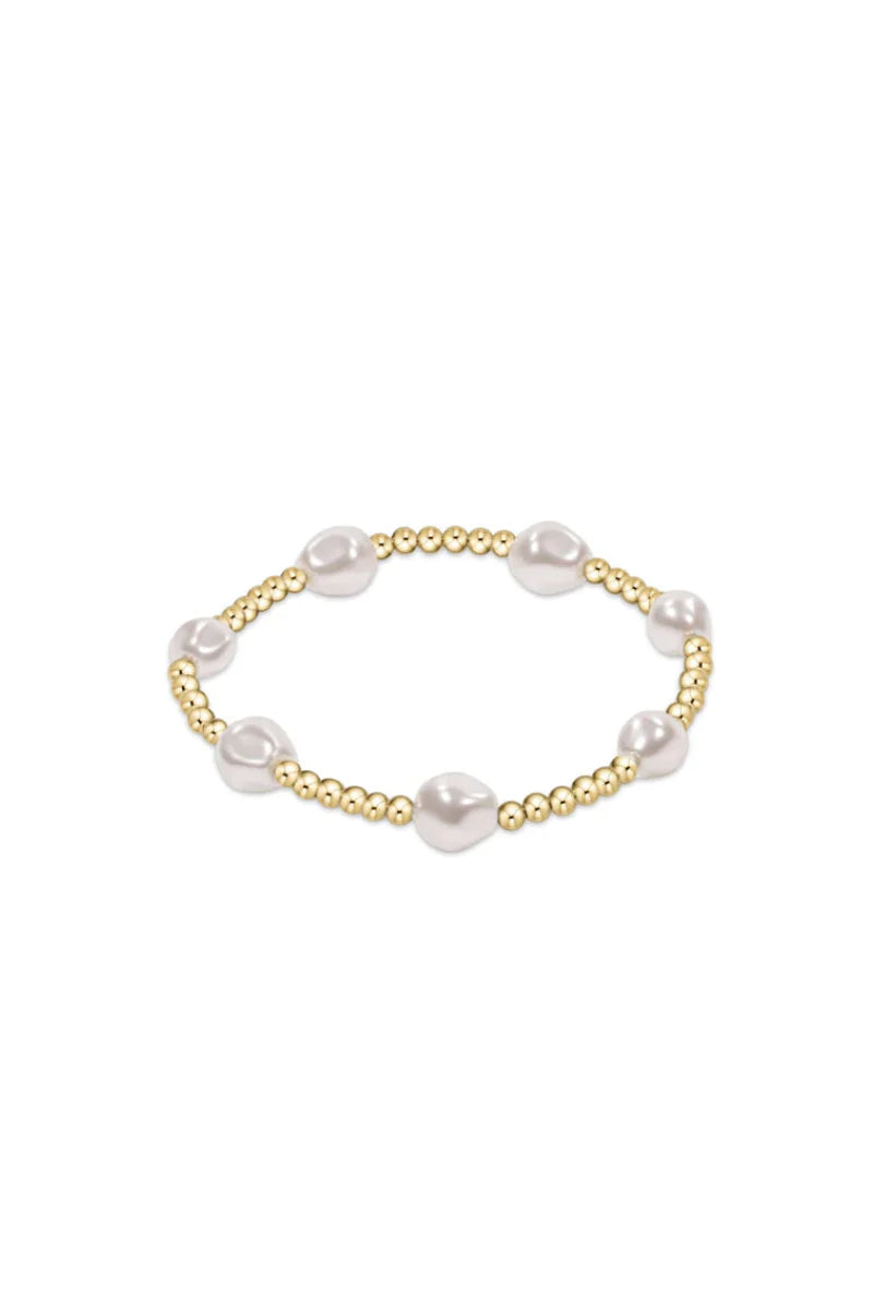 ENewton/ Admire Gold 3MM Bead Bracelet-Pearl