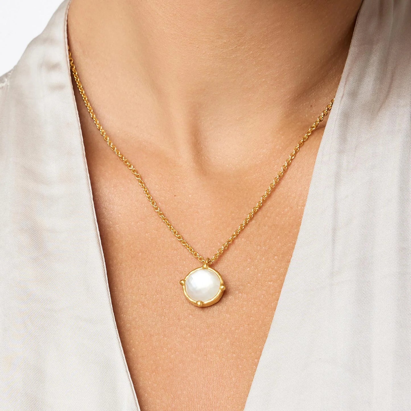 Julie Vos/ Honeybee Solitare Necklace/ Iridescent Strawberry