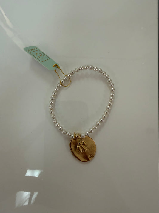 ENewton/ Classic Pearl 4mm Bead Bracelet-Inspire Gold Charm