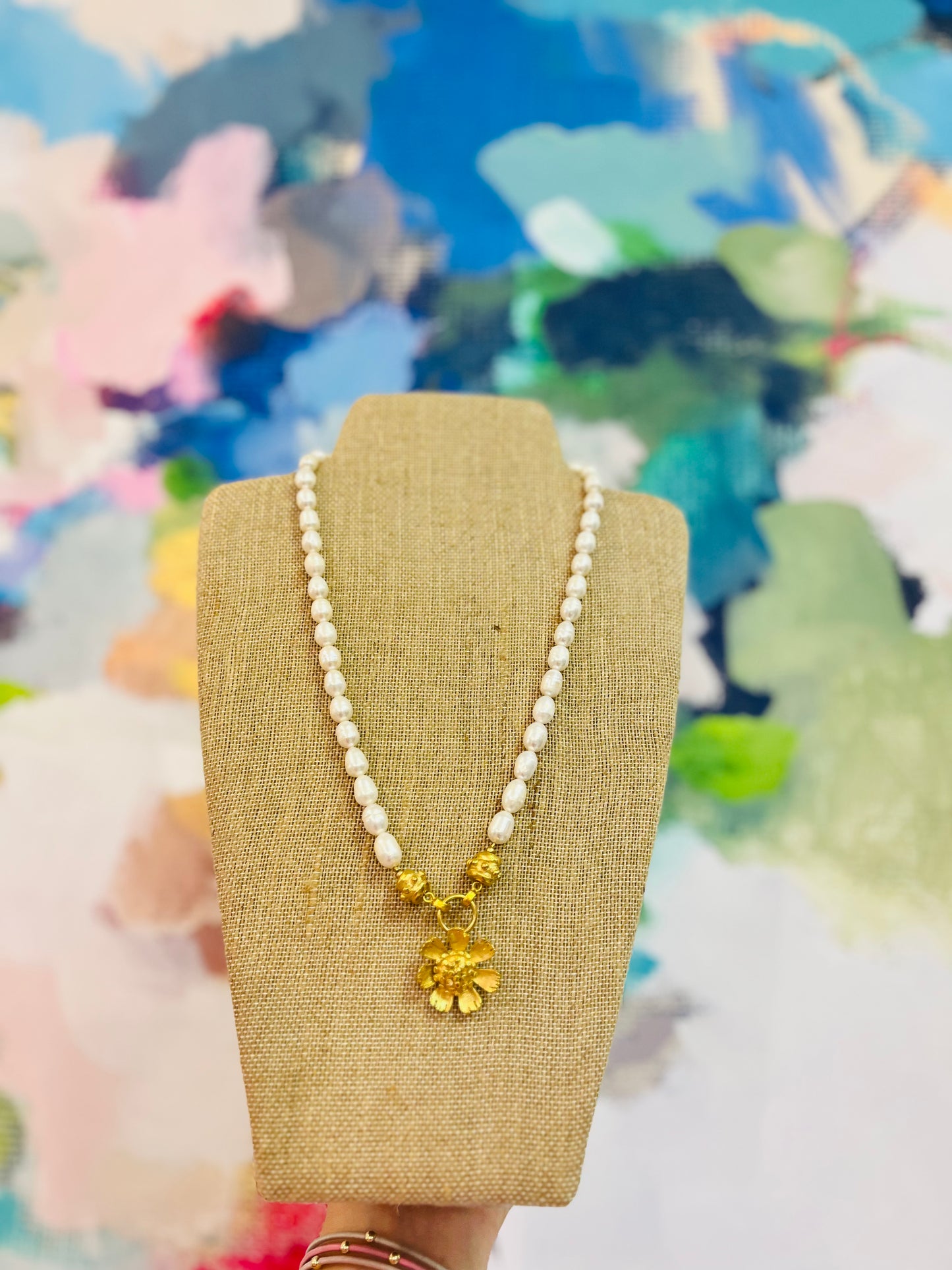 GOLD BUTTERCUP FLOWER FW PEARL NK/3654B