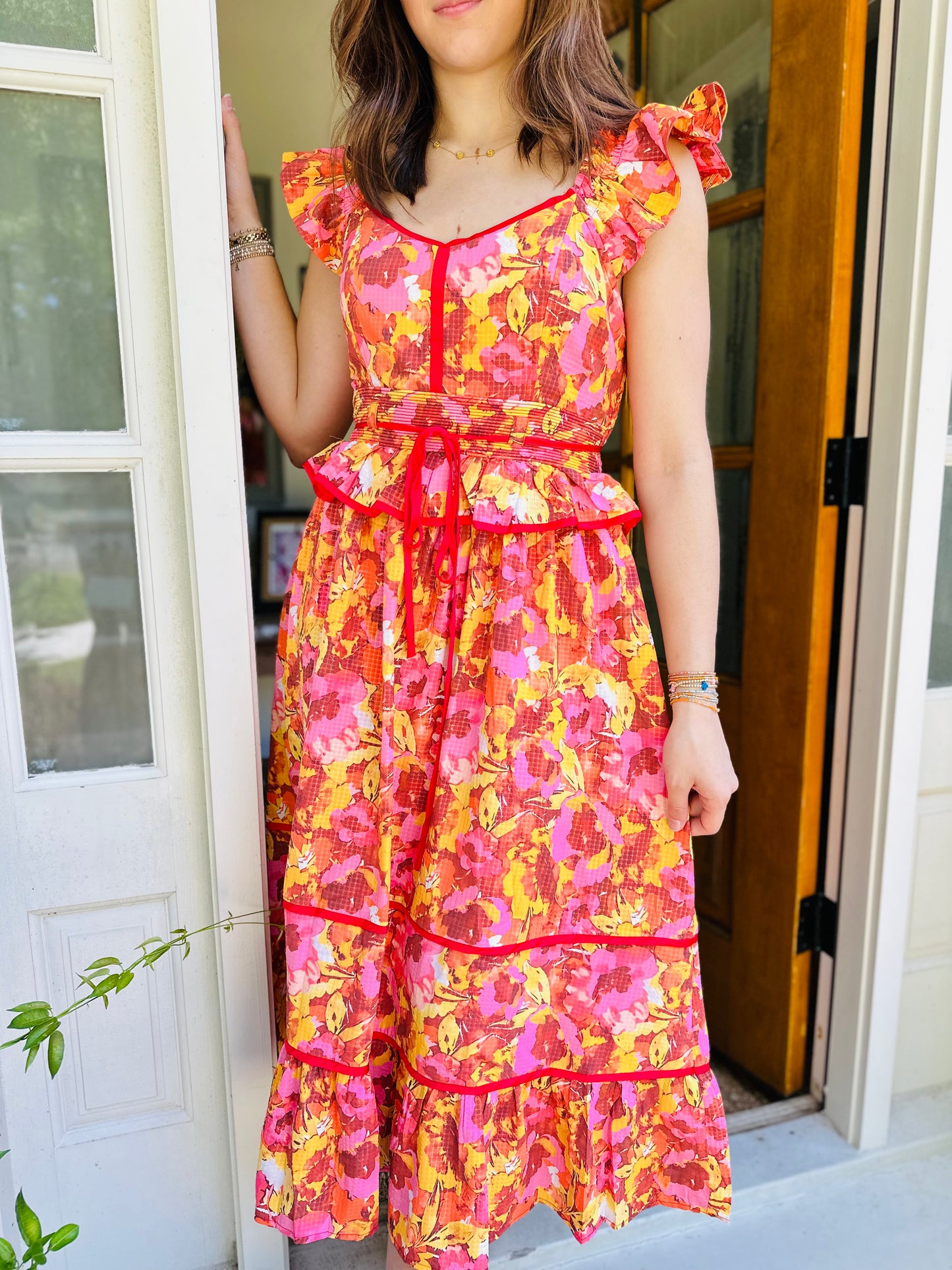 The Flaming Floral Midi/ FINAL SALE