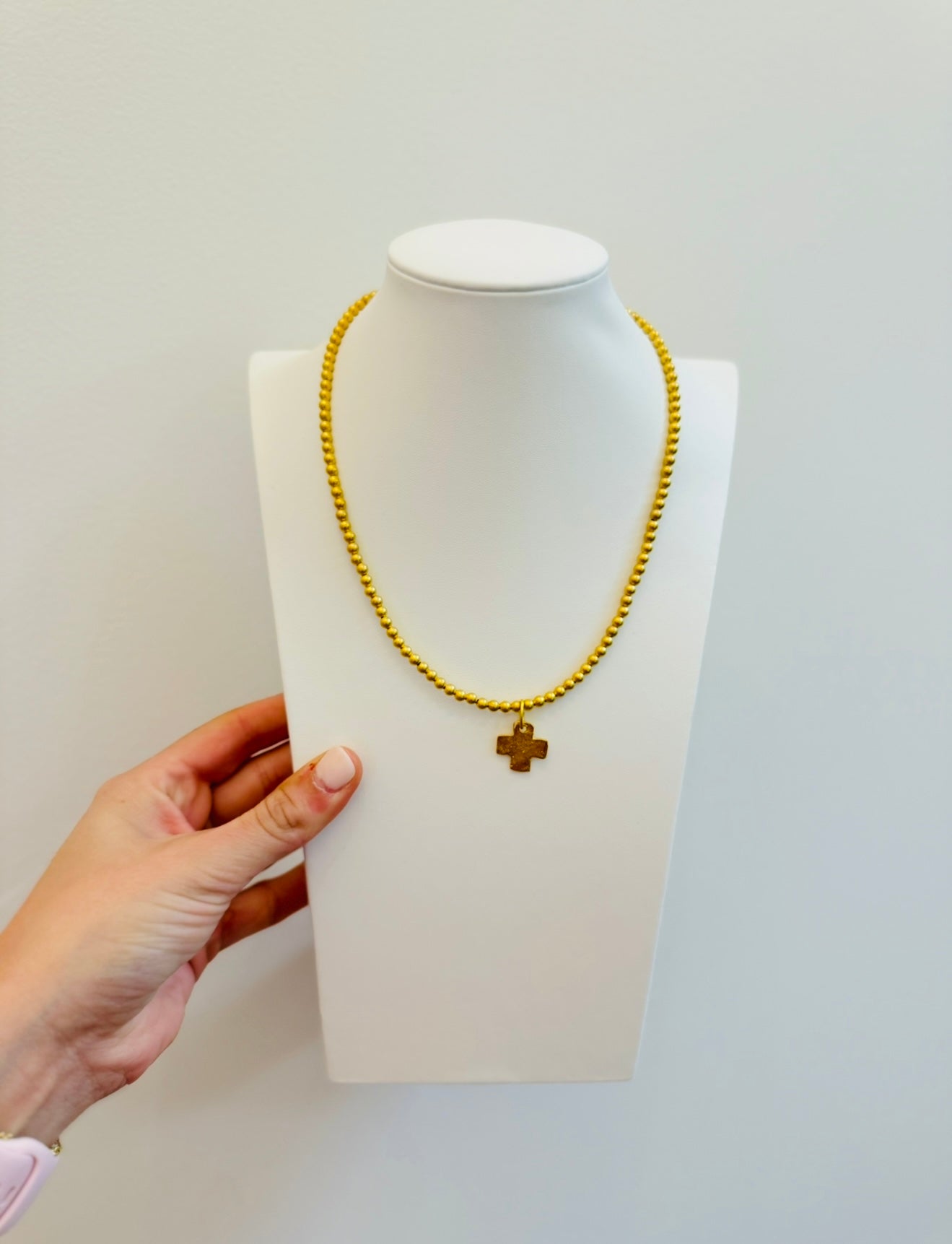 Susan Shaw/ Handcast Beaded Cross Necklace
