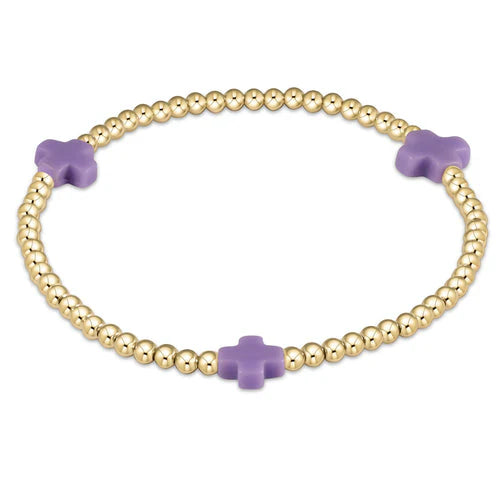 ENewton/ Egirl/ Signature Cross Gold Pattern 3MM Bead Bracelet-Purple