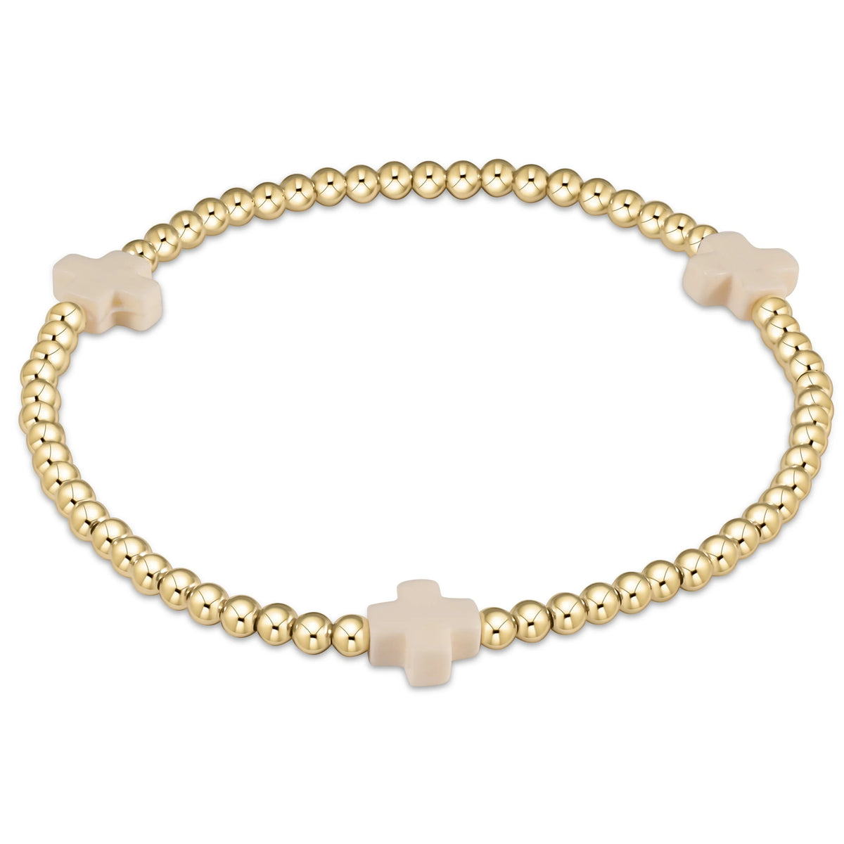 ENewton/ Extends/ Signature Cross 3MM Gold Bracelet-Off White