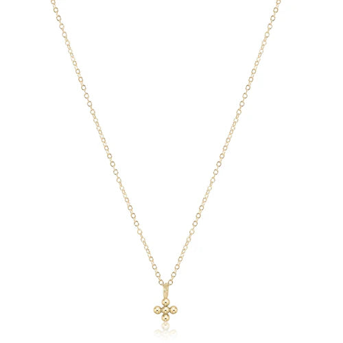 ENewton/ 16" Necklace Gold-Classic Beaded Signature Cross Small Gold Charm