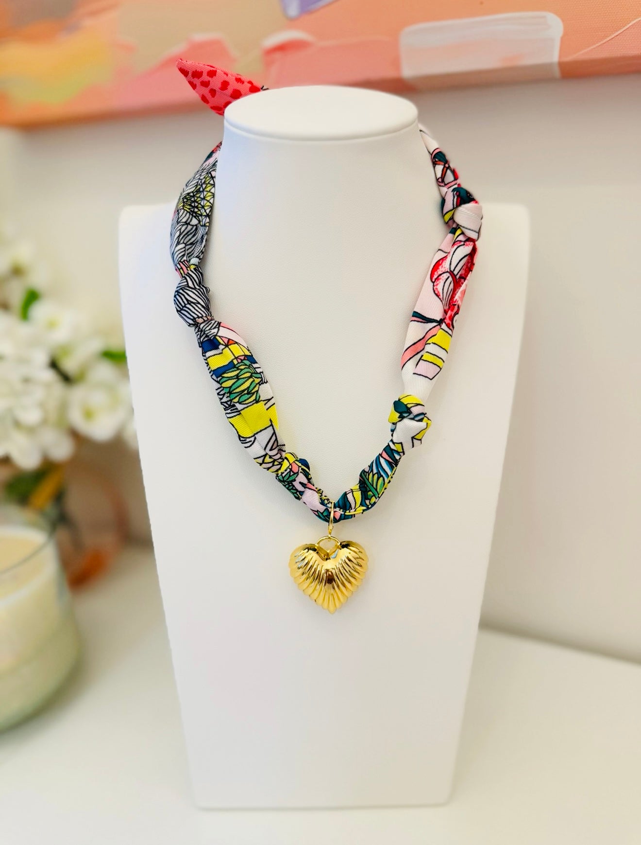 The Create Your Own Necklace-Scarf KK-Scallop Heart