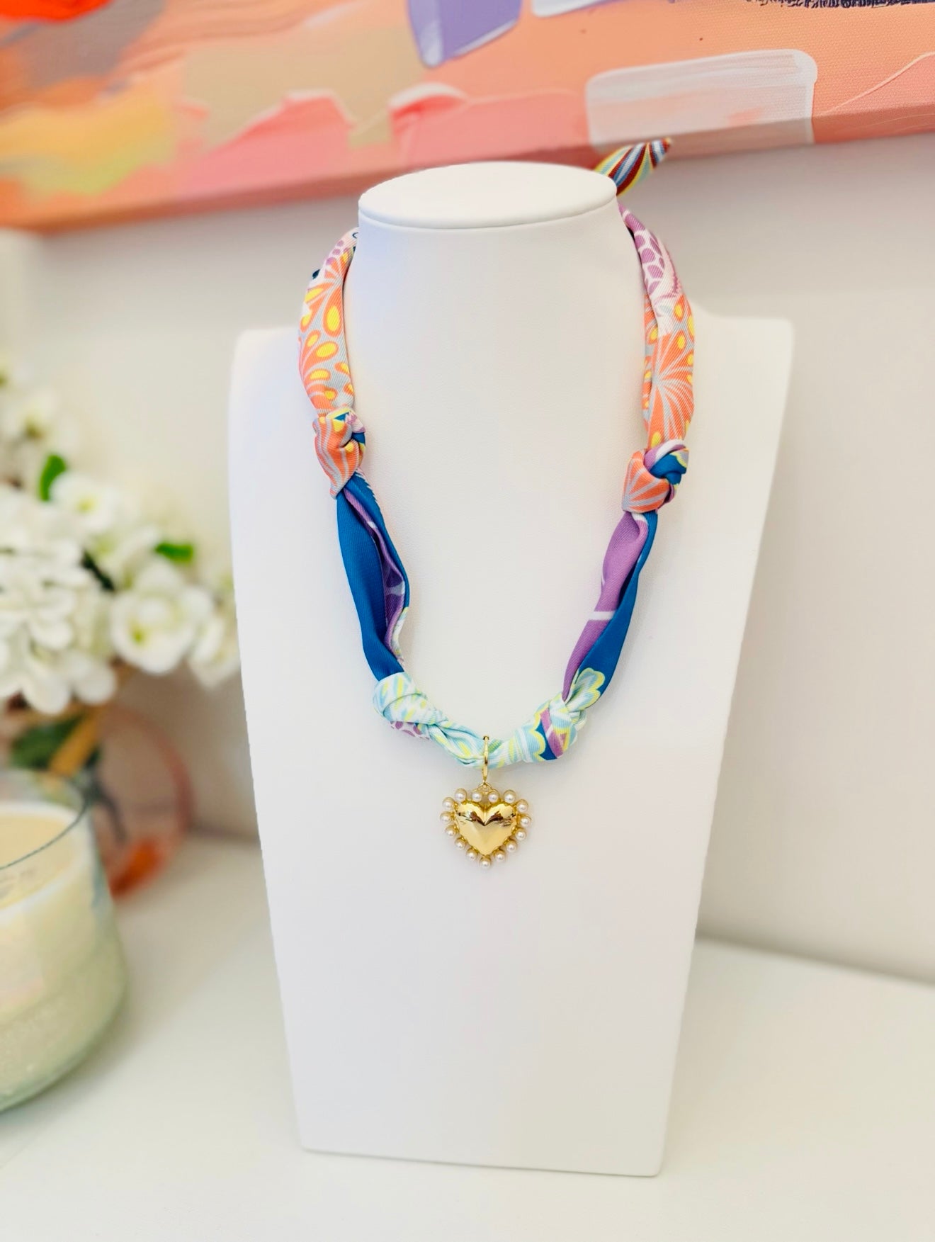 The Create Your Own Necklace-Scarf MM-Pearl Heart